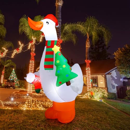 Shappy 6ft Christmas Inflatable Goose with LED Lights — Outdoor Decor