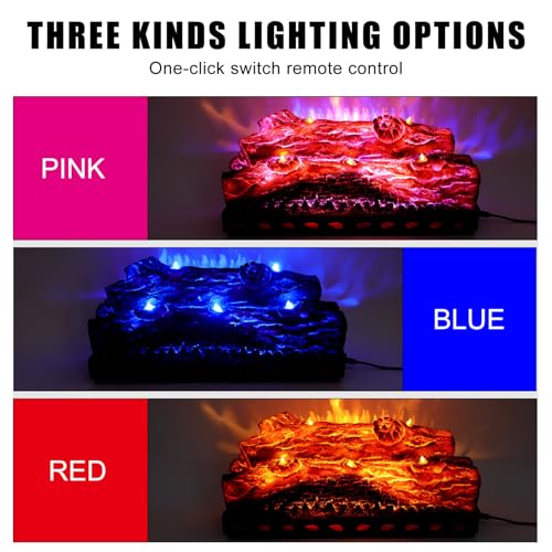 Electric Fireplace Logs with Realistic Flame Effect and Sound, USB Powered