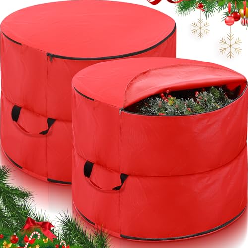 Wovnet 2-Pack 26 Inch Double-Layer Christmas Wreath Storage Bags - Waterproof & Easy Access