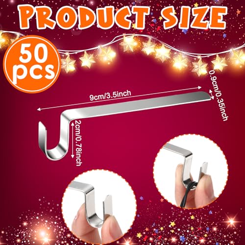 50 Pcs Stainless Steel Christmas Light Clips for Gutters and Shingles