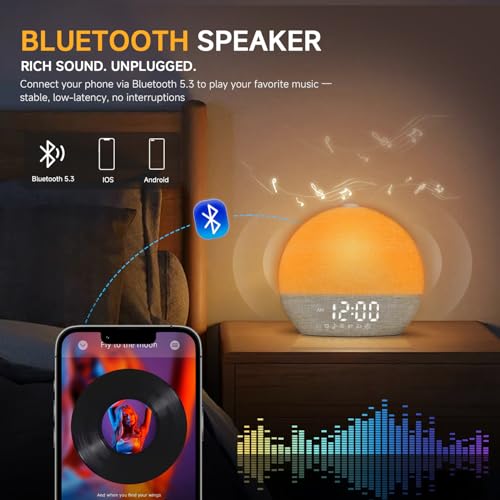 Sunrise Alarm Clock White Noise Machine with Bluetooth Speaker - Khaki