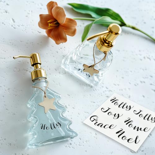 JASAI 2-Pack Christmas Tree Soap Dispensers with Golden Stainless Steel Pumps – Hand, Lotion, or Body Wash