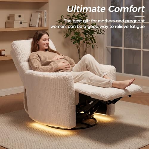 Power Swivel Glider Recliner with USB Charging and Night Light