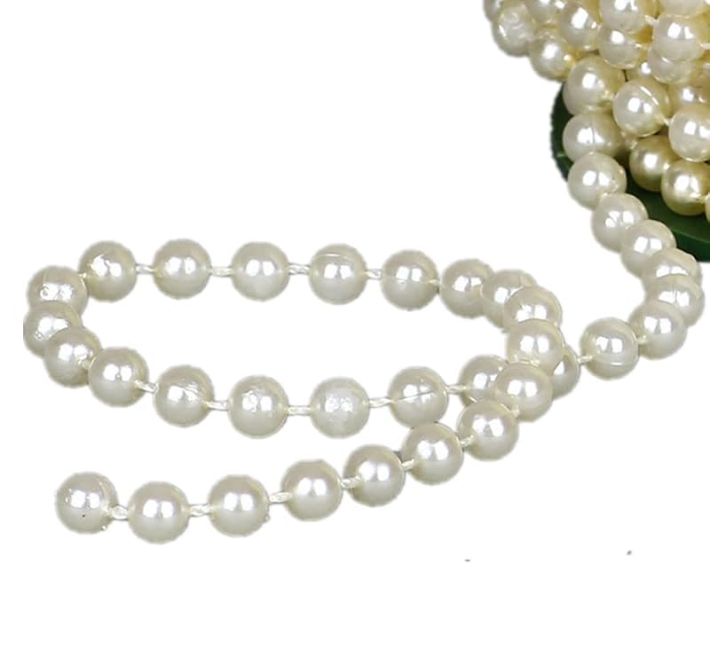 Light Beige 6mm Faux Pearl Beads Garland, 82FT Cuttable Pearl String for Wedding & DIY Crafts