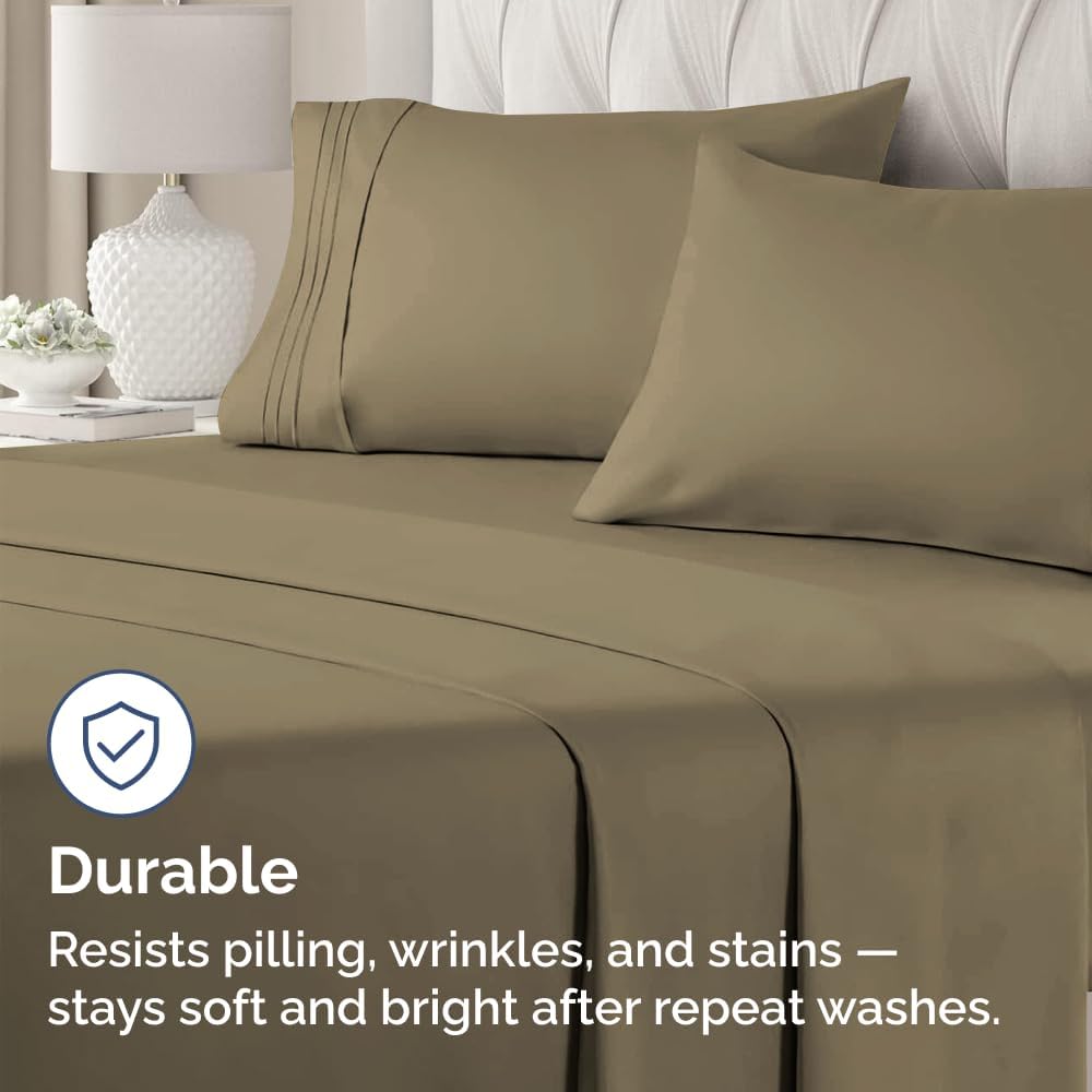 Skiennix Standard Pillow Cases Set of 2 | Ultra-Soft Hotel Quality, Wrinkle-Free, Stain Resistant - Khaki