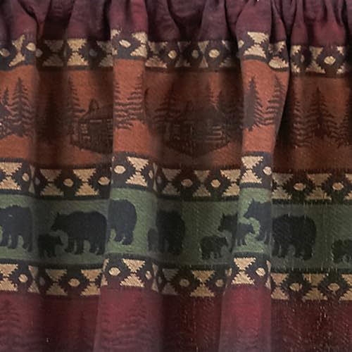 Mountain Bear Jacquard Swag Curtain Pair 36-Inch Rustic Window Decor