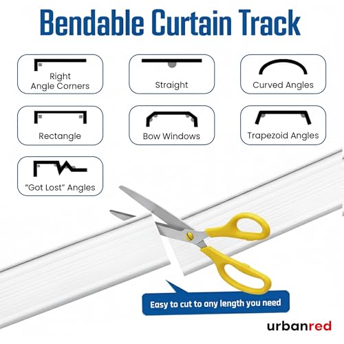Flexible Ceiling Curtain Track System, 2.9 ft Bendable Rail for Curtains