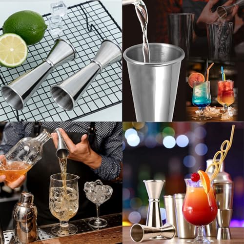 JOYONE Cocktail Jigger & Mixing Spoon Set - Stainless Steel Bartending Tools for Home & Bar