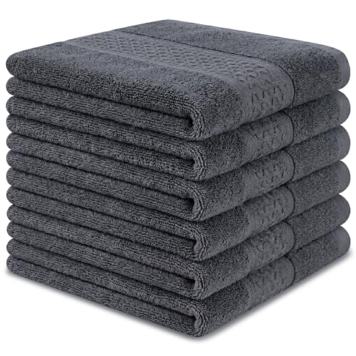 INFICRIME Grey 6 Pack 100% Cotton Face Washcloths 13x13 Inch for Skin & Body