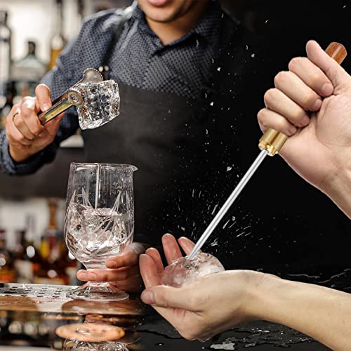 MEINV 2 Pack Long Stainless Steel Ice Picks with Wooden Protective Cover – Professional Bar Tool
