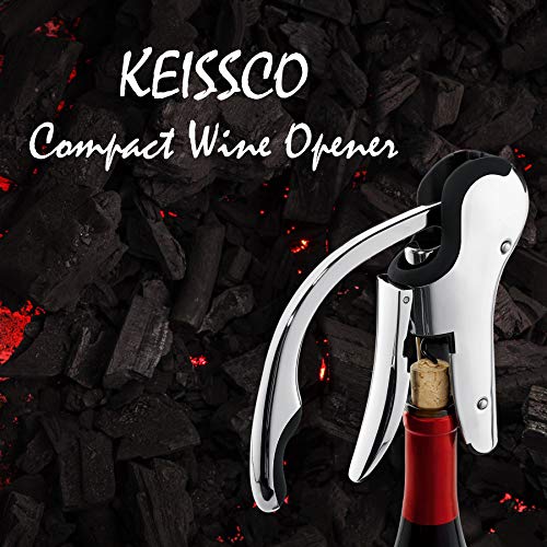 Stainless Steel Wine Corkscrew Opener with Foil Cutter - Compact Vertical Design
