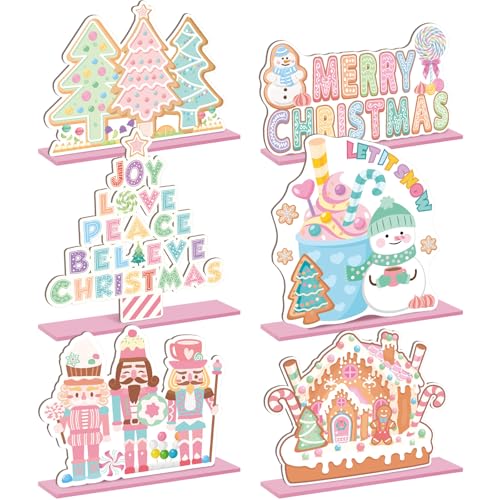 Weysat Christmas Style Pastel Candy Wooden Centerpiece Set - Holiday Decor