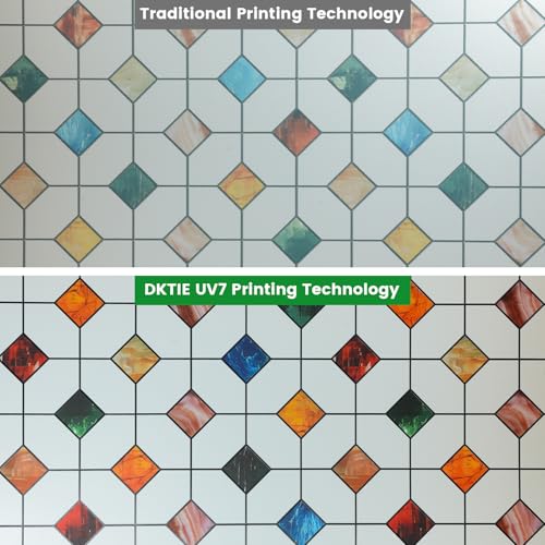 Frosted Geometric Stained Glass Window Film - 17.7in x 78.7in