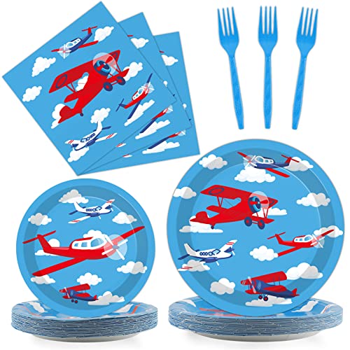96-Piece Airplane Party Tableware Set for 24 Guests - Birthday Supplies