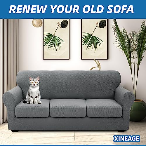Stretch 4-Piece Sofa Slipcover for 3 Cushion Couch - Furniture Protector