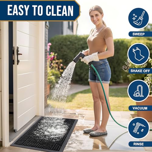 Heavy Duty Front Door Mat - Low Profile Non-Slip Entry Doormat (29.5" x 17")
