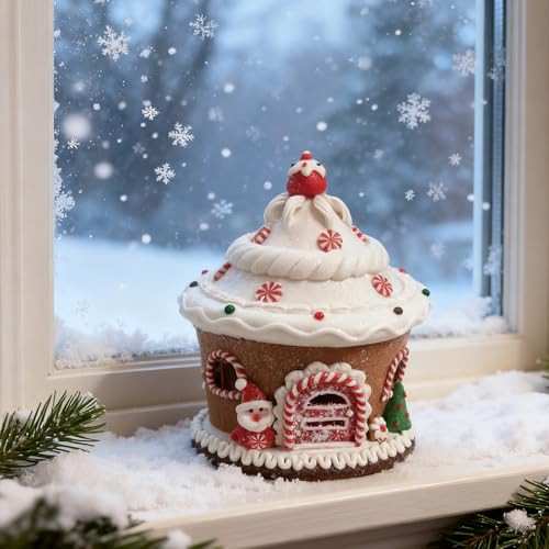 LED Lighted Christmas Gingerbread House Tabletop Decor - Resin Holiday Ornament