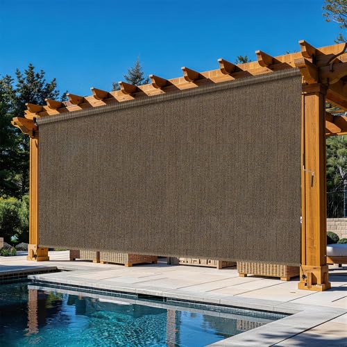 Outdoor Roller Shades for Patio - 10'Wx8'H, 90% UV Protection