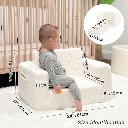 2-in-1 Foldable Kids Sofa and Lounger - Convertible Toddler Armchair