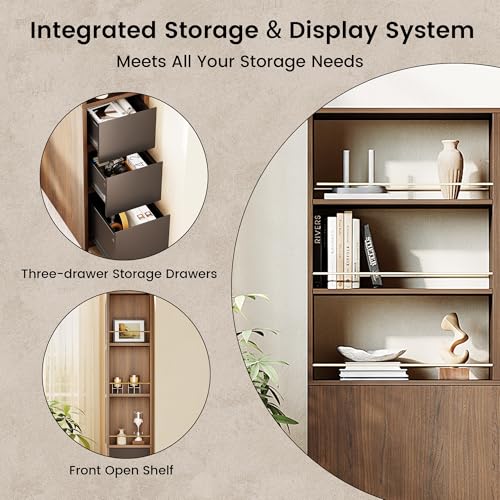 71-Inch Electric Standing Desk and Bookshelf Set with File Cabinet
