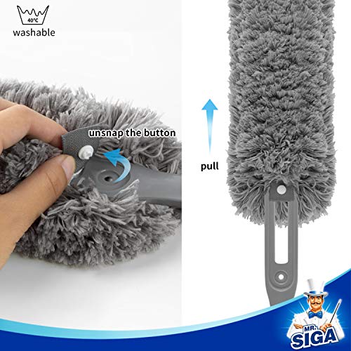 Washable Microfiber Hand Duster with Non-Slip Handle for Household Cleaning