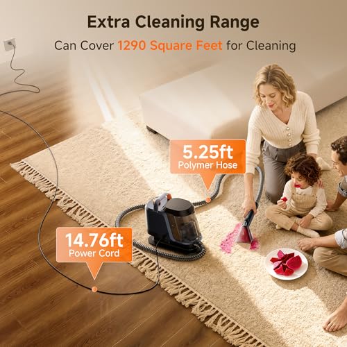 Portable Carpet Cleaner Machine with 18Kpa Suction & Brush Heads