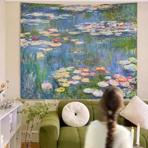 Monet Water Lily Wall Tapestry - Impressionist Floral Wall Hanging