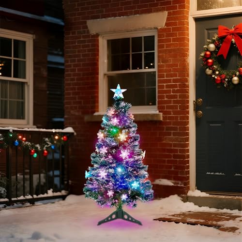 3ft Pre-Lit Fiber Optic Christmas Tree with Multi-Color LED Lights & Star