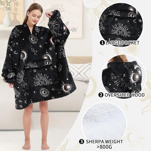 Oversized Sun and Moon Sherpa Wearable Blanket Hoodie