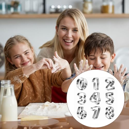 9 Pack 2-Inch Number Cookie Cutters Stainless Steel Baking Set