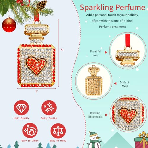 Perfume Bottle Christmas Ornament - Metal Makeup & Fragrance Tree Decor