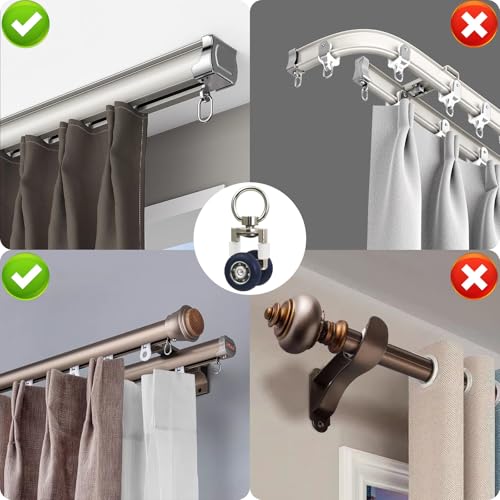 15 Pack Heavy Duty Ceiling Curtain Track Rollers with Silent Wheels