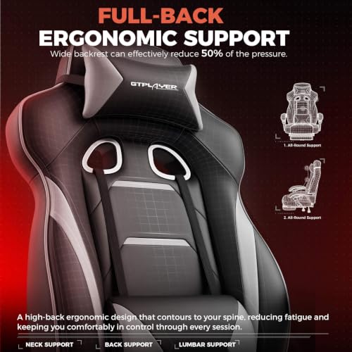 Heavy Duty Ergonomic Gaming Chair, 350lb Capacity High Back Office Chair