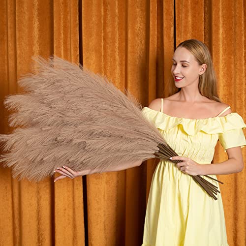43-Inch Faux Pampas Grass Decor, 6 Stems Tall Artificial Boho Flower Branches