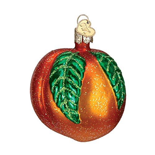 Handcrafted Glass Peach Christmas Ornament - Decorative Holiday Fruit