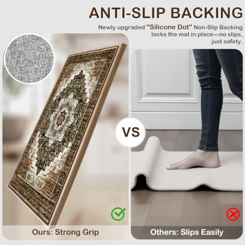 3-Piece Boho Kitchen Rug Set, Non-Slip Washable Floor Mats for Kitchen
