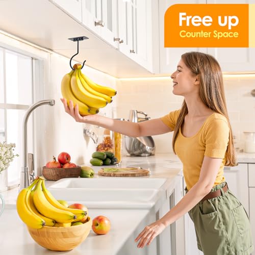 Foldable Under Cabinet Banana Hook - Heavy-Duty Metal Kitchen Hanger