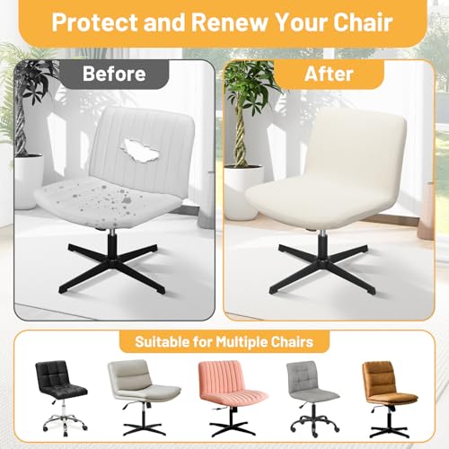 Stretchable Criss Cross Chair Slipcover for Armless Chairs - White