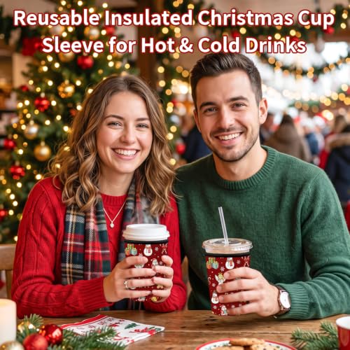 Angel Christmas Reusable Neoprene Coffee Sleeve Set - 3 Pack, Fits 16-32oz Cups - Angel1 Variation