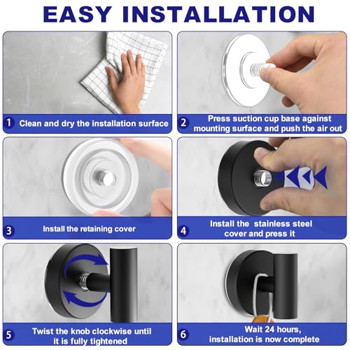 Heavy Duty Suction Cup Hooks - Waterproof Twist & Lock Shower Towel Hangers