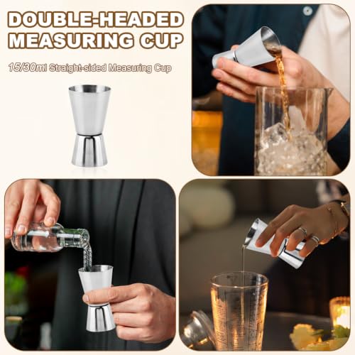 8-Inch Stainless Steel Cocktail Muddler, 10-Inch Mixing Spoon & 2.76-Inch Jigger Bar Tool Set