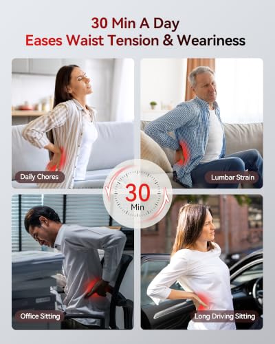 Cordless Lumbar Massager with Red Light, Vibration & Heating