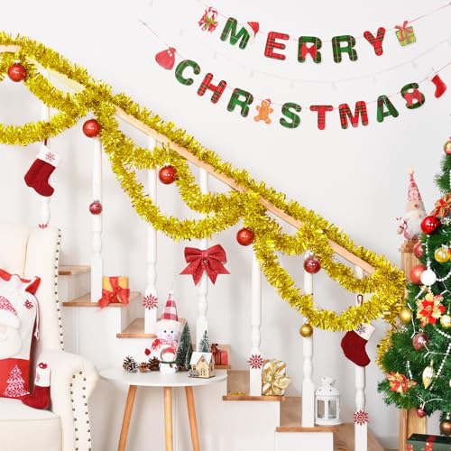 BLEUM CADE 32.8ft Gold Christmas Tinsel Garland - 1 Pcs