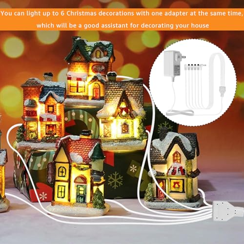 AC/DC 4.5V Power Adapter Compatible with Lemax Lighted Accessory 74707 74295 84428 94565 94566 94527 94563 94564 64517 44241 Fits for Christmas Micro Lighting Building Decoration (with 6 Output)