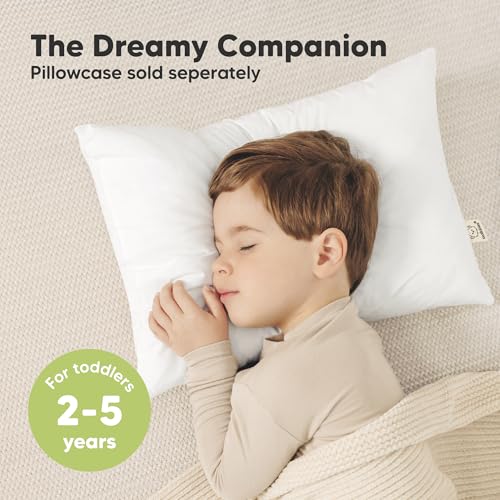 KeaBabies 2-Pack Organic Cotton Toddler Pillows 13x18 - Soft White