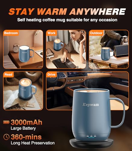 16oz Self-Heating Coffee Mug with 3 Temperature Settings & Charging Coaster