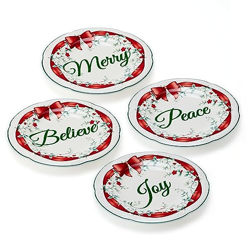 Pfaltzgraff Winterberry Red Ribbon Holiday Salad Plates Set of 4