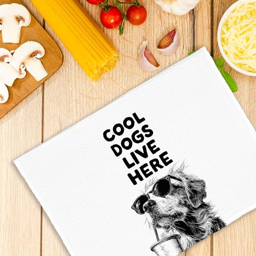 Dimurela Golden Retriever Kitchen Towels - Funny Dog Dish Hand Towel Gift