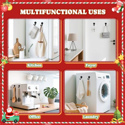 Magnetic Wreath Hanger for Metal Front Door, Rubber Coated, Black, 2 Pack