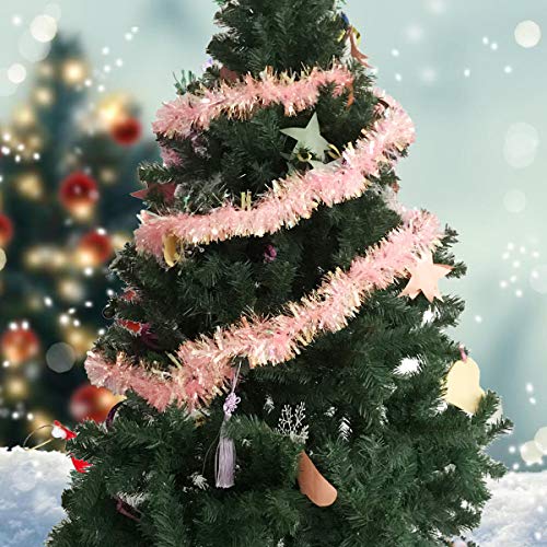 Pink Tinsel Garland for Christmas Tree Decor & Party Supplies - 17 Ft x 3 in